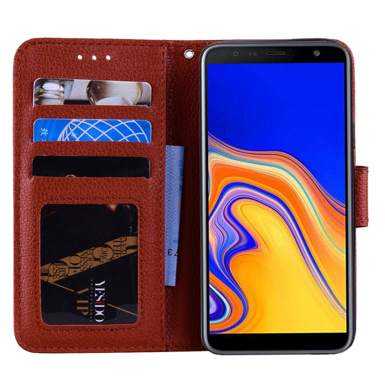 Litchi Texture Horizontal Flip Leather Case for Galaxy J6+, with Holder & Card Slots & Wallet & Lanyard