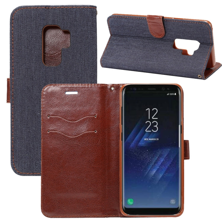 Dibase for Galaxy S9+ Denim Texture TPU Horizontal Flip Leather Case with Holder & Card Slots(Black)