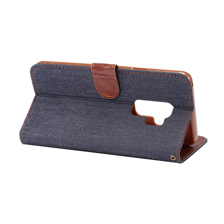 Dibase for Galaxy S9+ Denim Texture TPU Horizontal Flip Leather Case with Holder & Card Slots(Black)