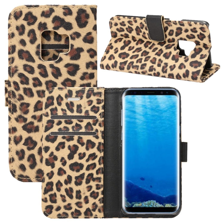 For Galaxy S9 Leopard Pattern PU + PC Horizontal Flip Leather Case with Holder & Card Slots & Wallet