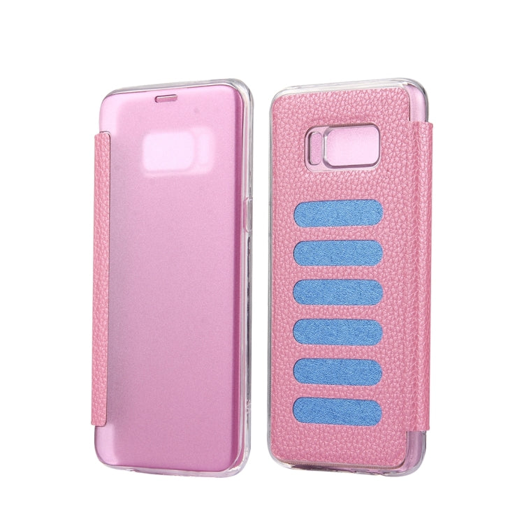 For Galaxy S8 + / G955 Litchi Texture Paste Skin High Transparency Horizontal Flip Leather Case with Sleep / Wake-up Function