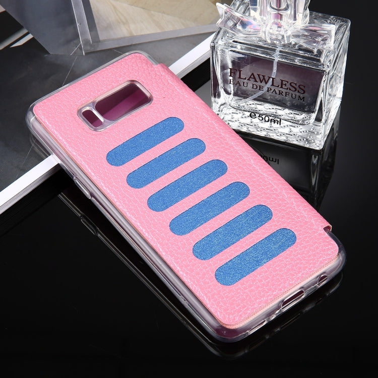 For Galaxy S8 + / G955 Litchi Texture Paste Skin High Transparency Horizontal Flip Leather Case with Sleep / Wake-up Function