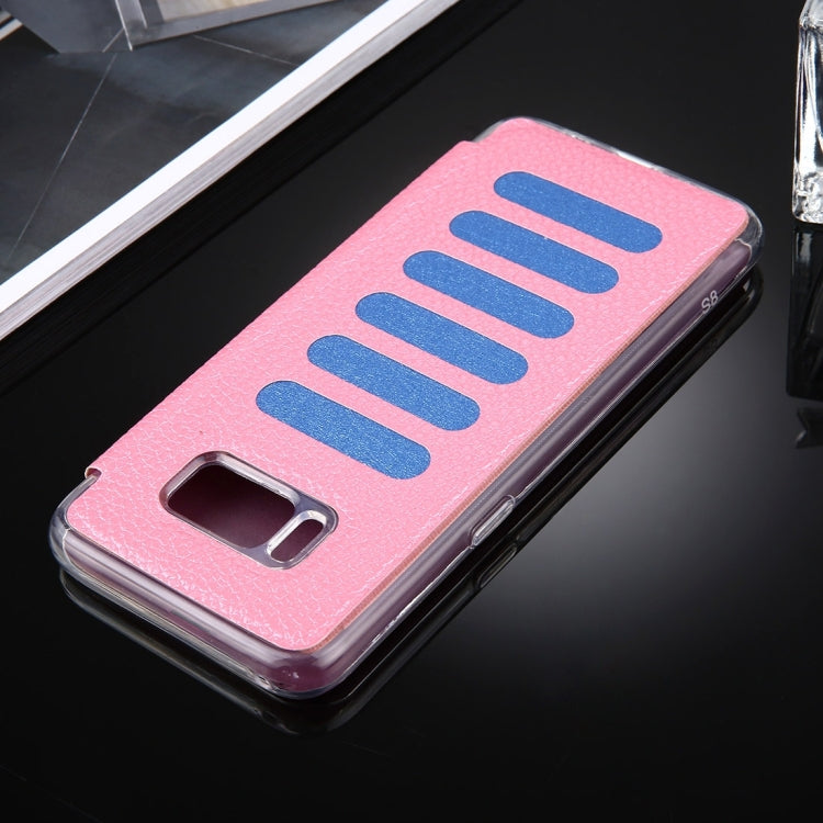 For Galaxy S8 + / G955 Litchi Texture Paste Skin High Transparency Horizontal Flip Leather Case with Sleep / Wake-up Function