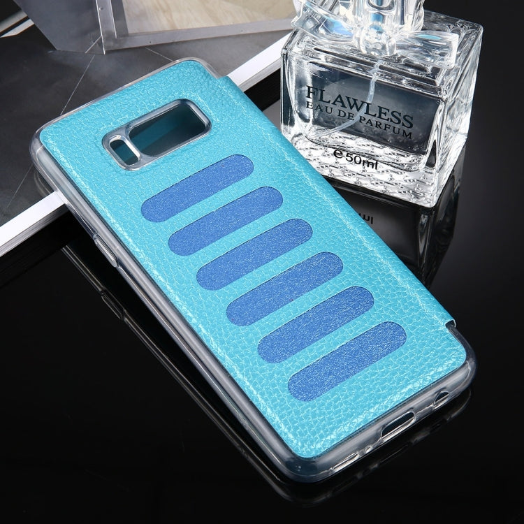 For Galaxy S8 Litchi Texture Paste Skin High Transparency Horizontal Flip Leather Case with Sleep / Wake-up Function