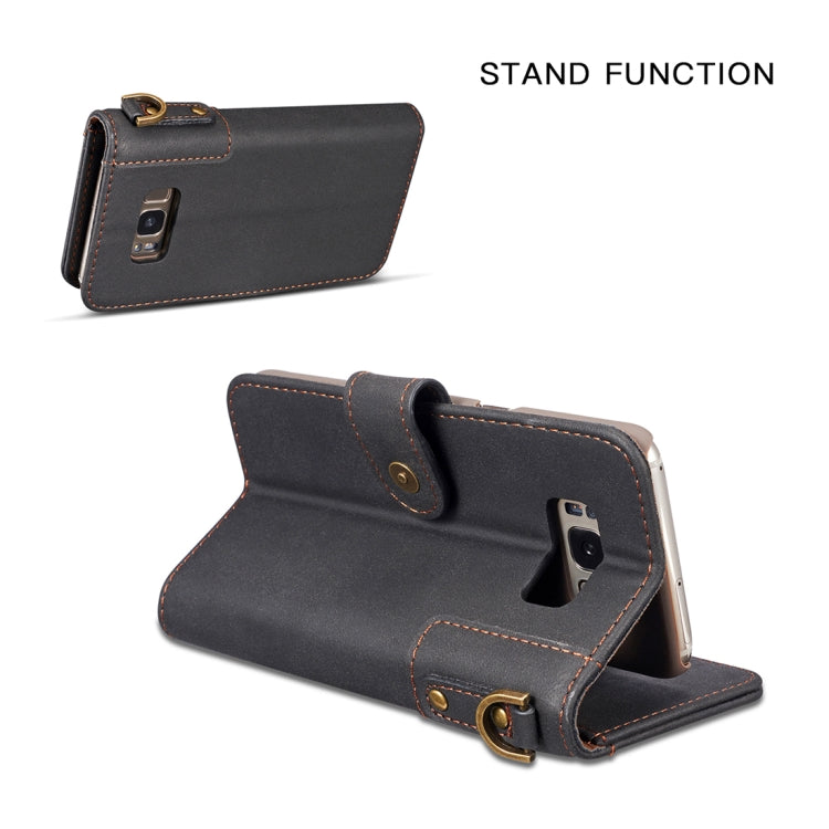 For Galaxy S8+ Retro Cowhide Texture Horizontal Flip Case with Card Slots & Wallet & Holder & Hand Strap