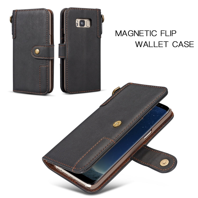For Galaxy S8+ Retro Cowhide Texture Horizontal Flip Case with Card Slots & Wallet & Holder & Hand Strap