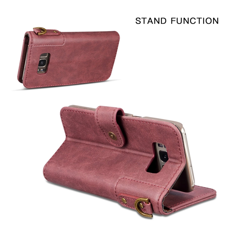 For Galaxy S8+ Retro Cowhide Texture Horizontal Flip Case with Card Slots & Wallet & Holder & Hand Strap