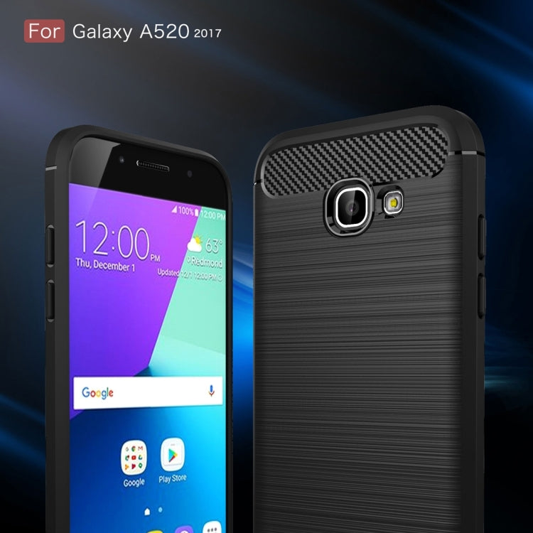 For Smasung Galaxy A5 / A520 (2017) Brushed Carbon Fiber Texture Shockproof TPU Protective Case