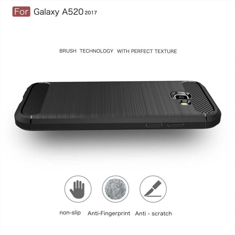 For Smasung Galaxy A5 / A520 (2017) Brushed Carbon Fiber Texture Shockproof TPU Protective Case