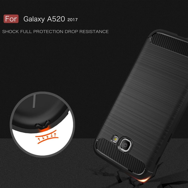 For Smasung Galaxy A5 / A520 (2017) Brushed Carbon Fiber Texture Shockproof TPU Protective Case