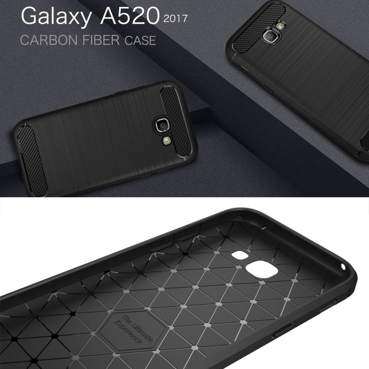 For Smasung Galaxy A5 / A520 (2017) Brushed Carbon Fiber Texture Shockproof TPU Protective Case