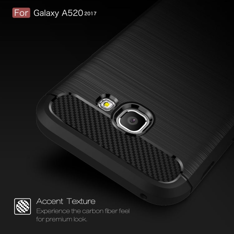 For Smasung Galaxy A5 / A520 (2017) Brushed Carbon Fiber Texture Shockproof TPU Protective Case