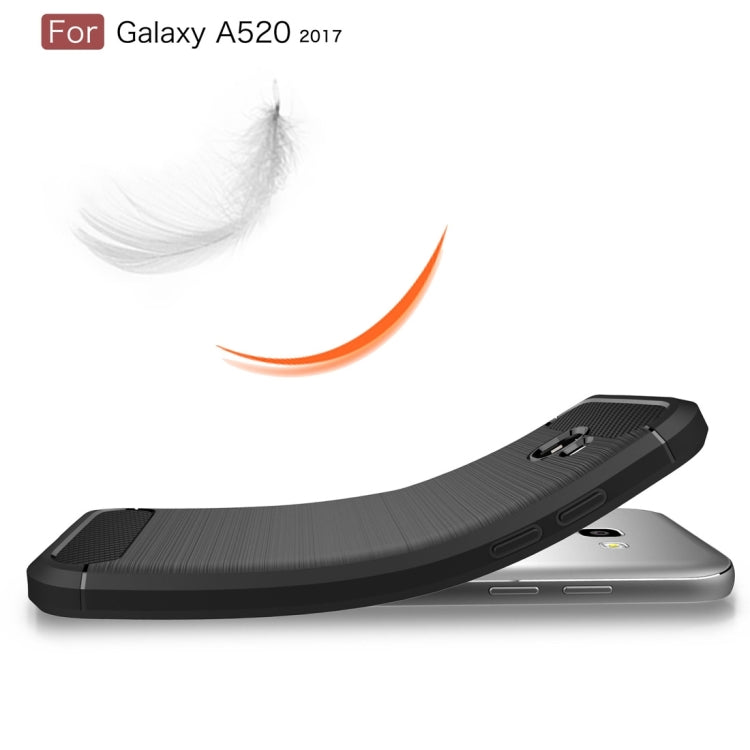 For Smasung Galaxy A5 / A520 (2017) Brushed Carbon Fiber Texture Shockproof TPU Protective Case
