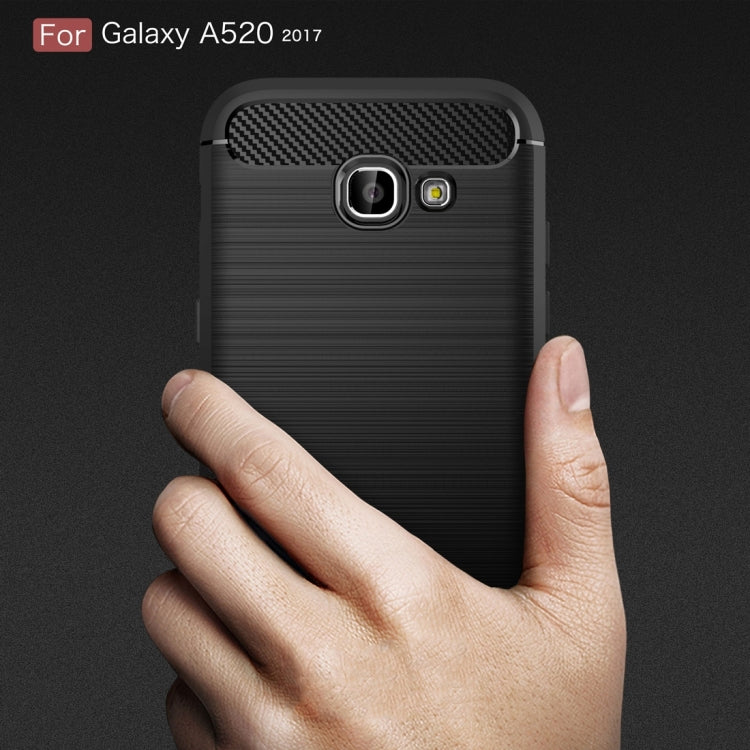 For Smasung Galaxy A5 / A520 (2017) Brushed Carbon Fiber Texture Shockproof TPU Protective Case