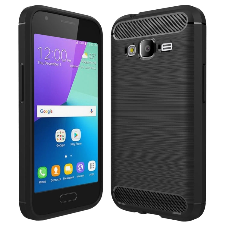 For Galaxy J1 Mini Prime Brushed Carbon Fiber Texture Shockproof TPU Protective Case