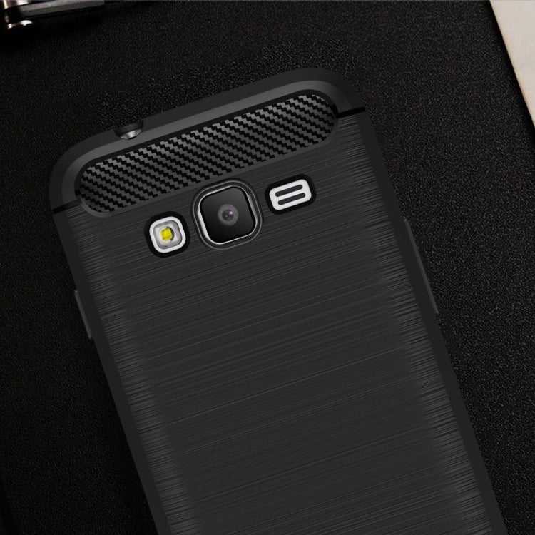 For Galaxy J1 Mini Prime Brushed Carbon Fiber Texture Shockproof TPU Protective Case