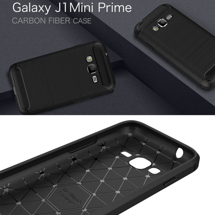 For Galaxy J1 Mini Prime Brushed Carbon Fiber Texture Shockproof TPU Protective Case