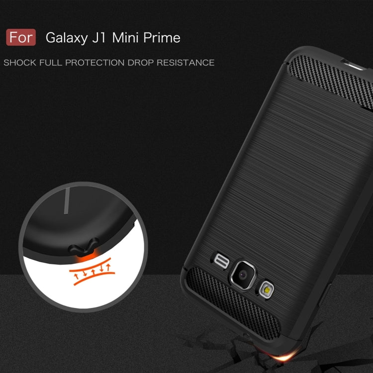 For Galaxy J1 Mini Prime Brushed Carbon Fiber Texture Shockproof TPU Protective Case