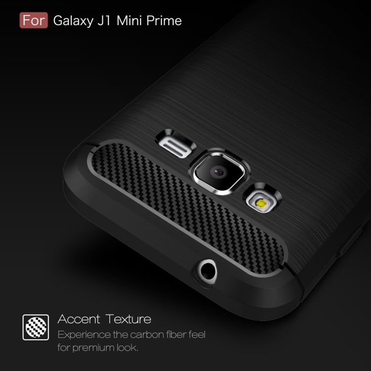 For Galaxy J1 Mini Prime Brushed Carbon Fiber Texture Shockproof TPU Protective Case