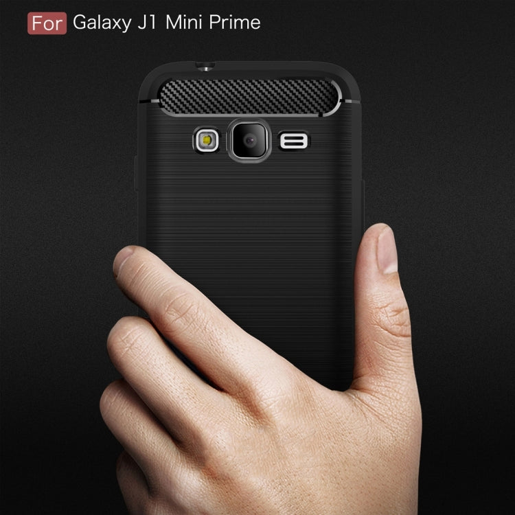 For Galaxy J1 Mini Prime Brushed Carbon Fiber Texture Shockproof TPU Protective Case