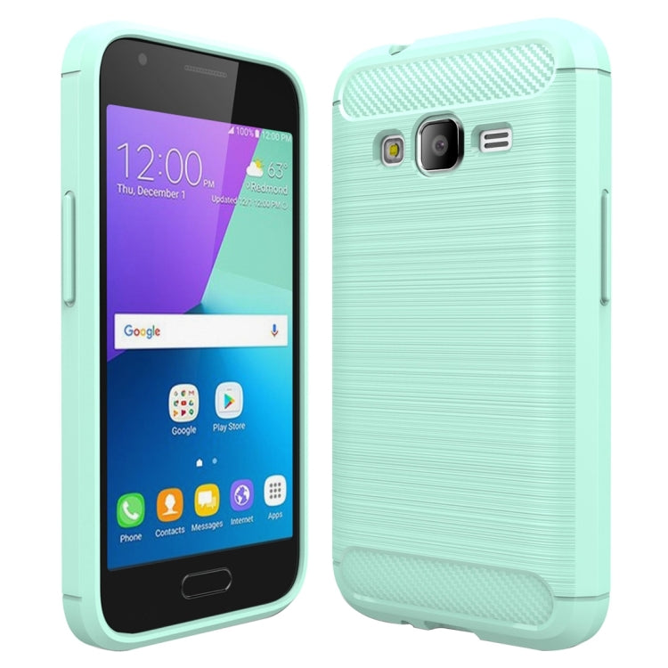 For Galaxy J1 Mini Prime Brushed Carbon Fiber Texture Shockproof TPU Protective Case