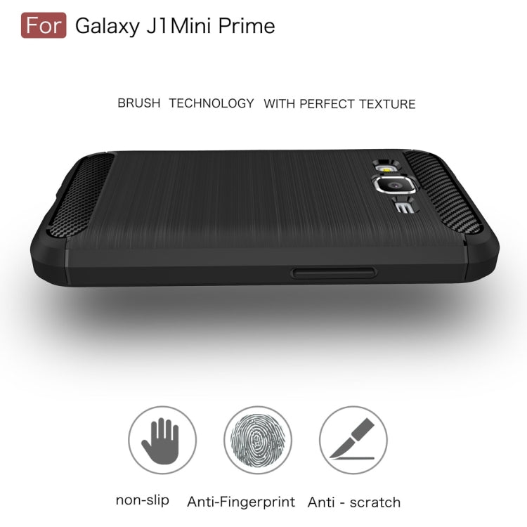 For Galaxy J1 Mini Prime Brushed Carbon Fiber Texture Shockproof TPU Protective Case