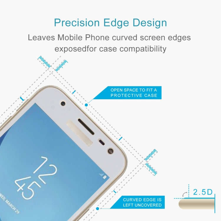 For Galaxy J3 (2017) (EU Version) 0.26mm 9H Surface Hardness 2.5D Curved Silk-screen Full Screen Tempered Glass Screen Protector