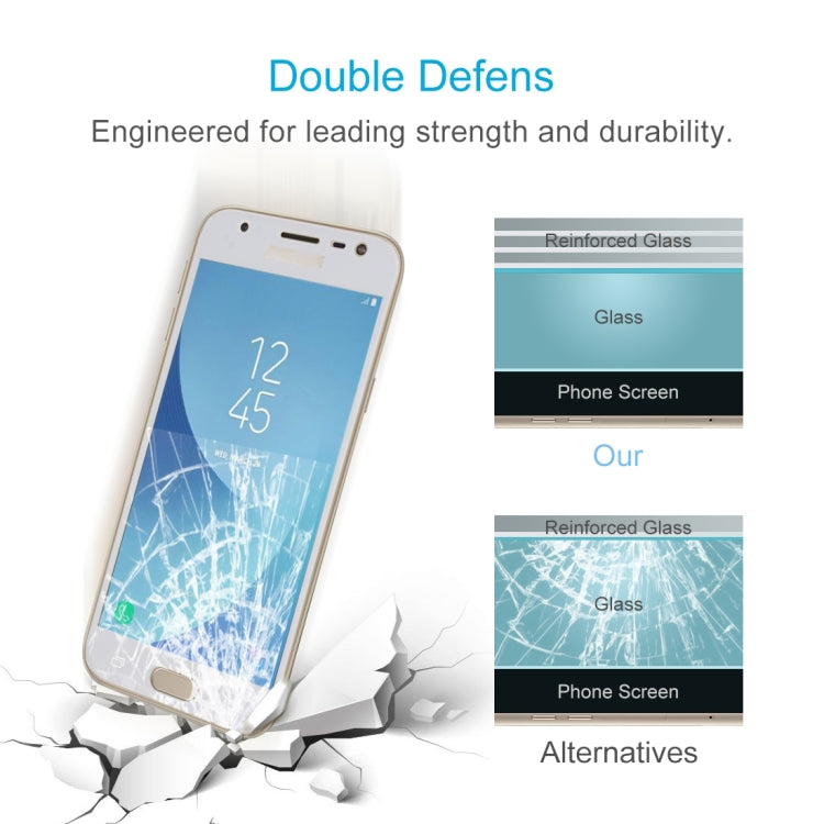 For Galaxy J3 (2017) (EU Version) 0.26mm 9H Surface Hardness 2.5D Curved Silk-screen Full Screen Tempered Glass Screen Protector