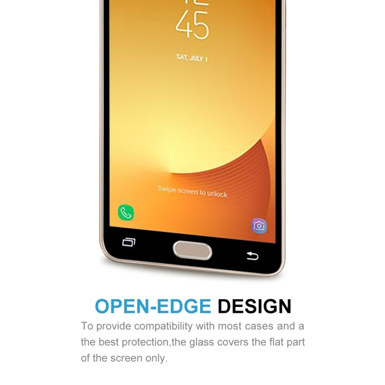 For Galaxy J7 Max 0.26mm 9H Surface Hardness 2.5D Curved Silk-screen Full Screen Tempered Glass Screen Protector(Black)