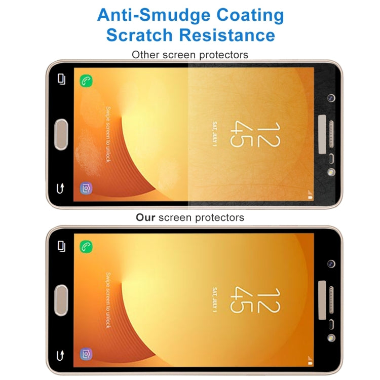 For Galaxy J7 Max 0.26mm 9H Surface Hardness 2.5D Curved Silk-screen Full Screen Tempered Glass Screen Protector(Black)