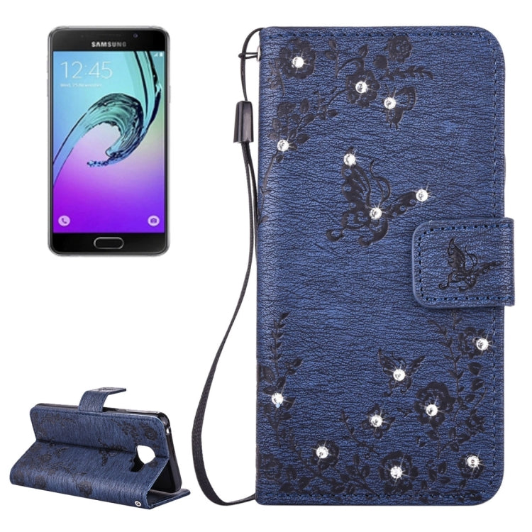 For Galaxy A3 (2016) / A310 Diamond Encrusted Butterflies Love Flowers Pattern Horizontal Flip Leather Case with Holder & Card Slots & Wallet & Lanyard