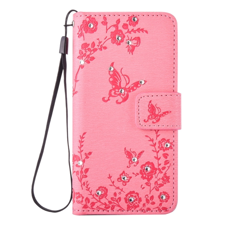 For Galaxy A3 (2016) / A310 Diamond Encrusted Butterflies Love Flowers Pattern Horizontal Flip Leather Case with Holder & Card Slots & Wallet & Lanyard