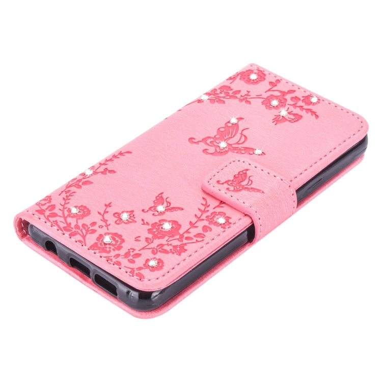 For Galaxy A3 (2016) / A310 Diamond Encrusted Butterflies Love Flowers Pattern Horizontal Flip Leather Case with Holder & Card Slots & Wallet & Lanyard