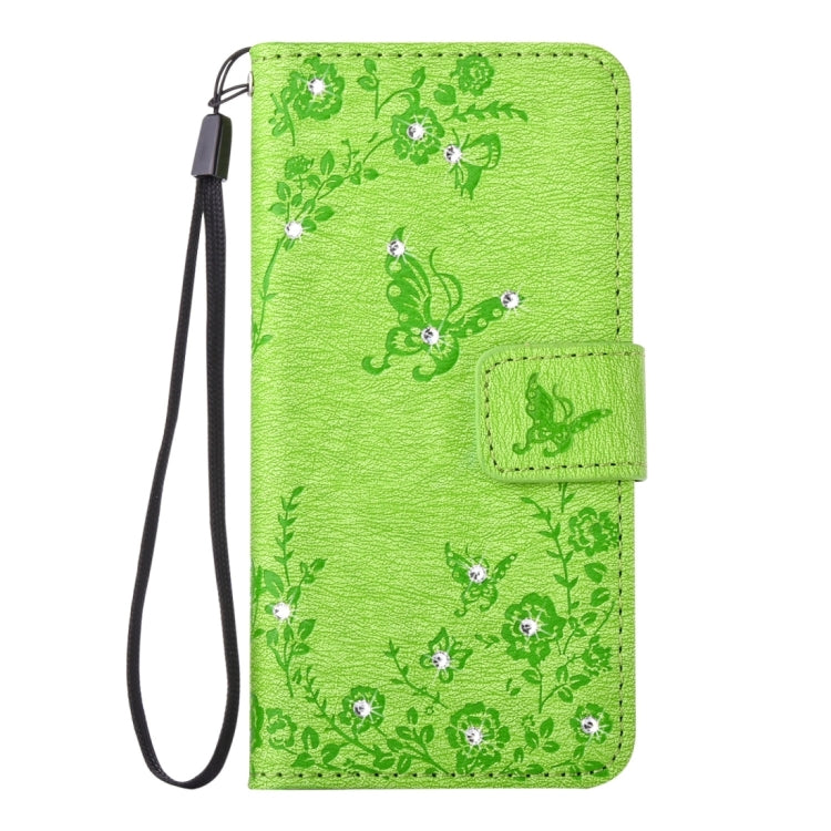 For Galaxy A3 (2016) / A310 Diamond Encrusted Butterflies Love Flowers Pattern Horizontal Flip Leather Case with Holder & Card Slots & Wallet & Lanyard