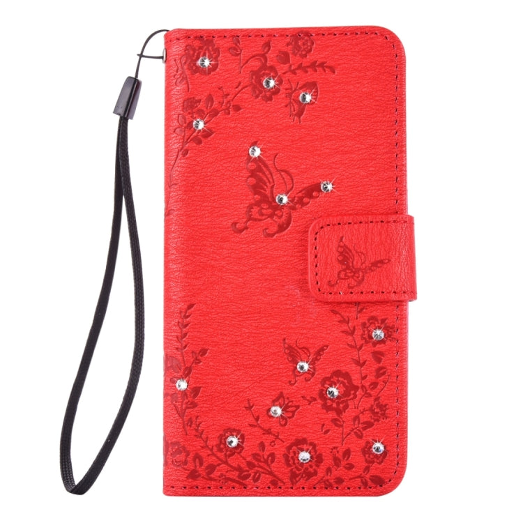 For Galaxy A3 (2016) / A310 Diamond Encrusted Butterflies Love Flowers Pattern Horizontal Flip Leather Case with Holder & Card Slots & Wallet & Lanyard