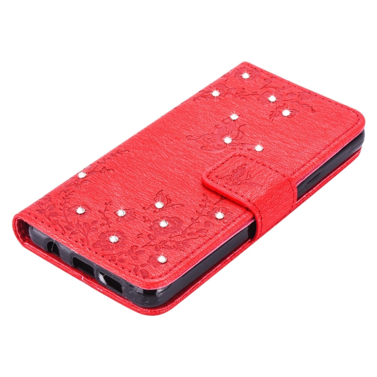 For Galaxy A3 (2016) / A310 Diamond Encrusted Butterflies Love Flowers Pattern Horizontal Flip Leather Case with Holder & Card Slots & Wallet & Lanyard