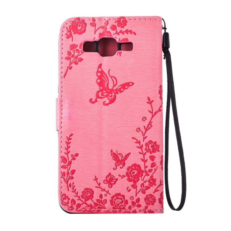 For Galaxy Grand Prime / G530 Diamond Encrusted Butterflies Love Flowers Pattern Horizontal Flip Leather Case with Holder & Card Slots & Wallet & Lanyard