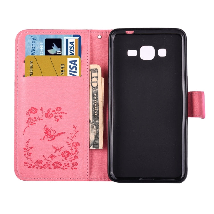 For Galaxy Grand Prime / G530 Diamond Encrusted Butterflies Love Flowers Pattern Horizontal Flip Leather Case with Holder & Card Slots & Wallet & Lanyard