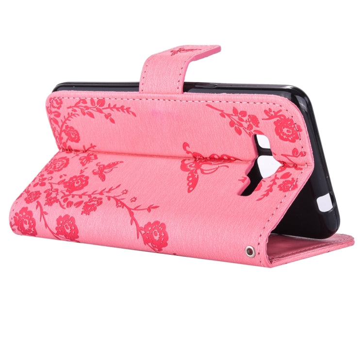 For Galaxy Grand Prime / G530 Diamond Encrusted Butterflies Love Flowers Pattern Horizontal Flip Leather Case with Holder & Card Slots & Wallet & Lanyard