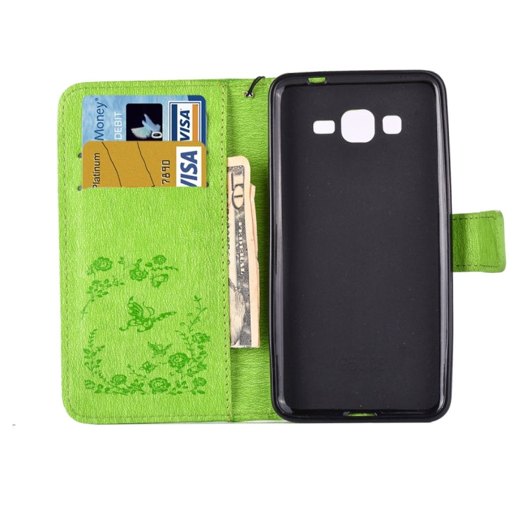 For Galaxy Grand Prime / G530 Diamond Encrusted Butterflies Love Flowers Pattern Horizontal Flip Leather Case with Holder & Card Slots & Wallet & Lanyard