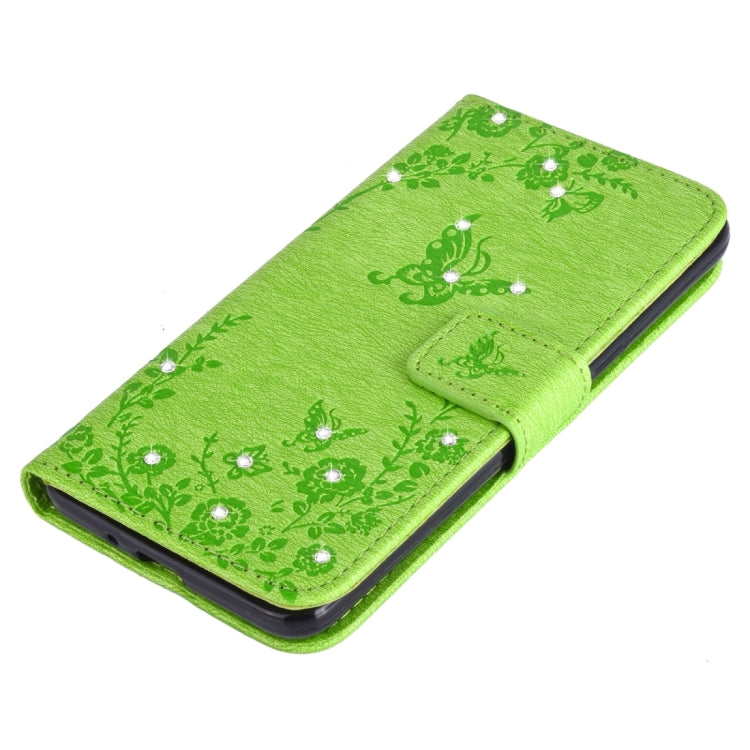 For Galaxy Grand Prime / G530 Diamond Encrusted Butterflies Love Flowers Pattern Horizontal Flip Leather Case with Holder & Card Slots & Wallet & Lanyard
