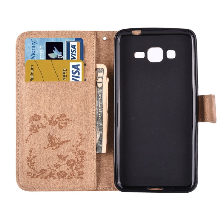 For Galaxy Grand Prime / G530 Diamond Encrusted Butterflies Love Flowers Pattern Horizontal Flip Leather Case with Holder & Card Slots & Wallet & Lanyard