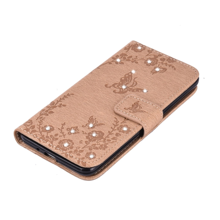 For Galaxy Grand Prime / G530 Diamond Encrusted Butterflies Love Flowers Pattern Horizontal Flip Leather Case with Holder & Card Slots & Wallet & Lanyard