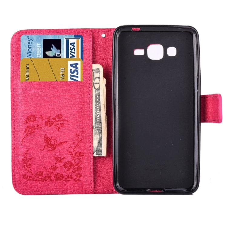 For Galaxy Grand Prime / G530 Diamond Encrusted Butterflies Love Flowers Pattern Horizontal Flip Leather Case with Holder & Card Slots & Wallet & Lanyard