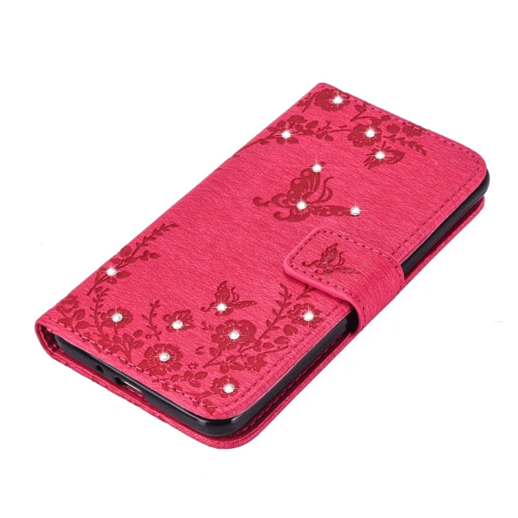 For Galaxy Grand Prime / G530 Diamond Encrusted Butterflies Love Flowers Pattern Horizontal Flip Leather Case with Holder & Card Slots & Wallet & Lanyard
