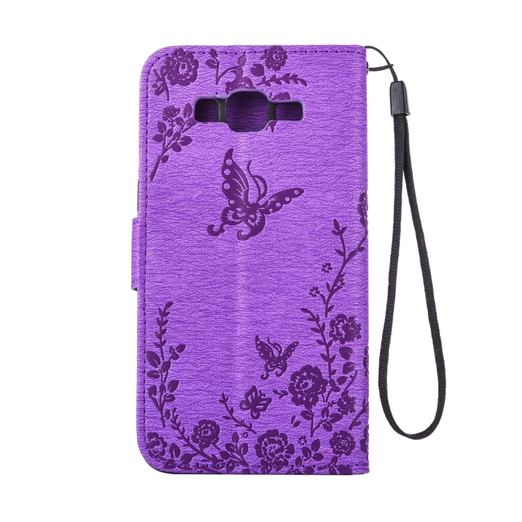 For Galaxy Grand Prime / G530 Diamond Encrusted Butterflies Love Flowers Pattern Horizontal Flip Leather Case with Holder & Card Slots & Wallet & Lanyard