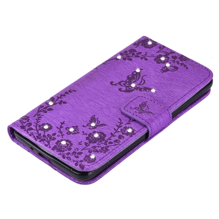 For Galaxy Grand Prime / G530 Diamond Encrusted Butterflies Love Flowers Pattern Horizontal Flip Leather Case with Holder & Card Slots & Wallet & Lanyard