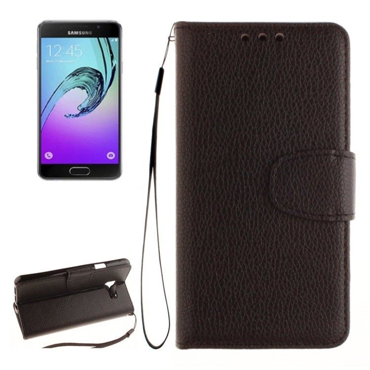For Galaxy A3 (2016) / A310 Litchi Texture Horizontal Flip Leather Case with Holder & Card Slots & Wallet & Photo Frame & Lanyard