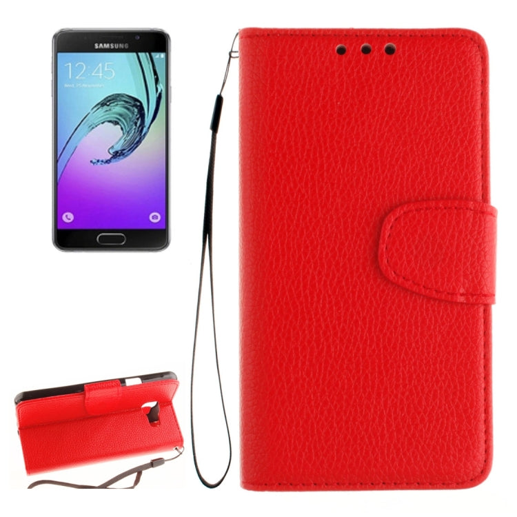 For Galaxy A3 (2016) / A310 Litchi Texture Horizontal Flip Leather Case with Holder & Card Slots & Wallet & Photo Frame & Lanyard