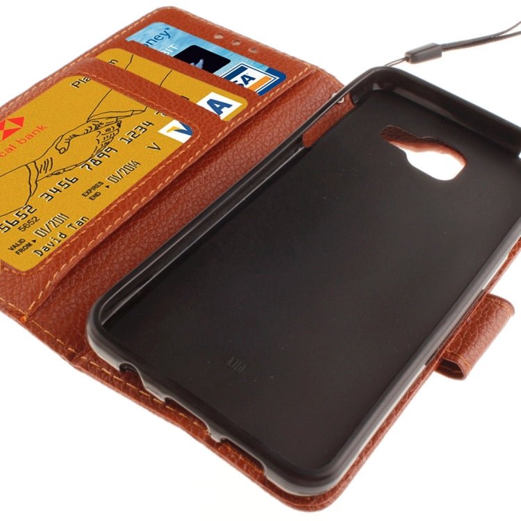 For Galaxy A3 (2016) / A310 Litchi Texture Horizontal Flip Leather Case with Holder & Card Slots & Wallet & Photo Frame & Lanyard